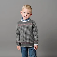 Hope & Henry Boys Organic Long Sleeve Intarsia Crew Neck Pullover Sweater