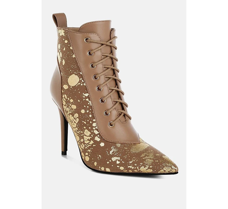 Fat Cat Abstract Pattern Lace-Up Ankle Boots