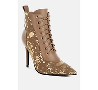 Fat Cat Abstract Pattern Lace-Up Ankle Boots