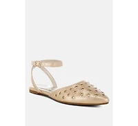 Chalcis Metallic Eyelet Detail Flat Sandals