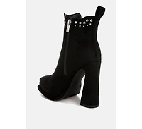 Dalton Studs Embellished High Ankle Boots