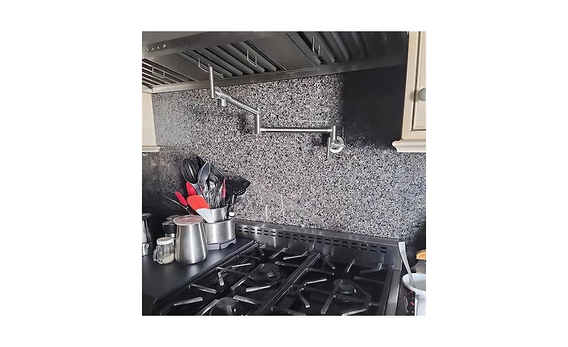 Slickblue Wall-Mount Pot Filler Faucet in Brushed Nickel Finish with Dual Swing Joints Design for Kitchen Use
