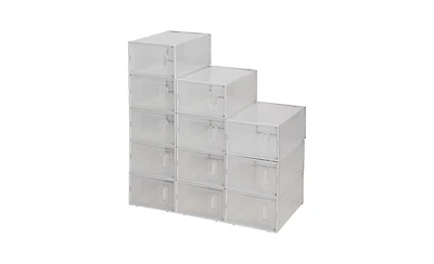12 Clear Stackable Shoe Boxes – Plastic Shoe Organizer Set for Closet, Entryway & Sneaker Display