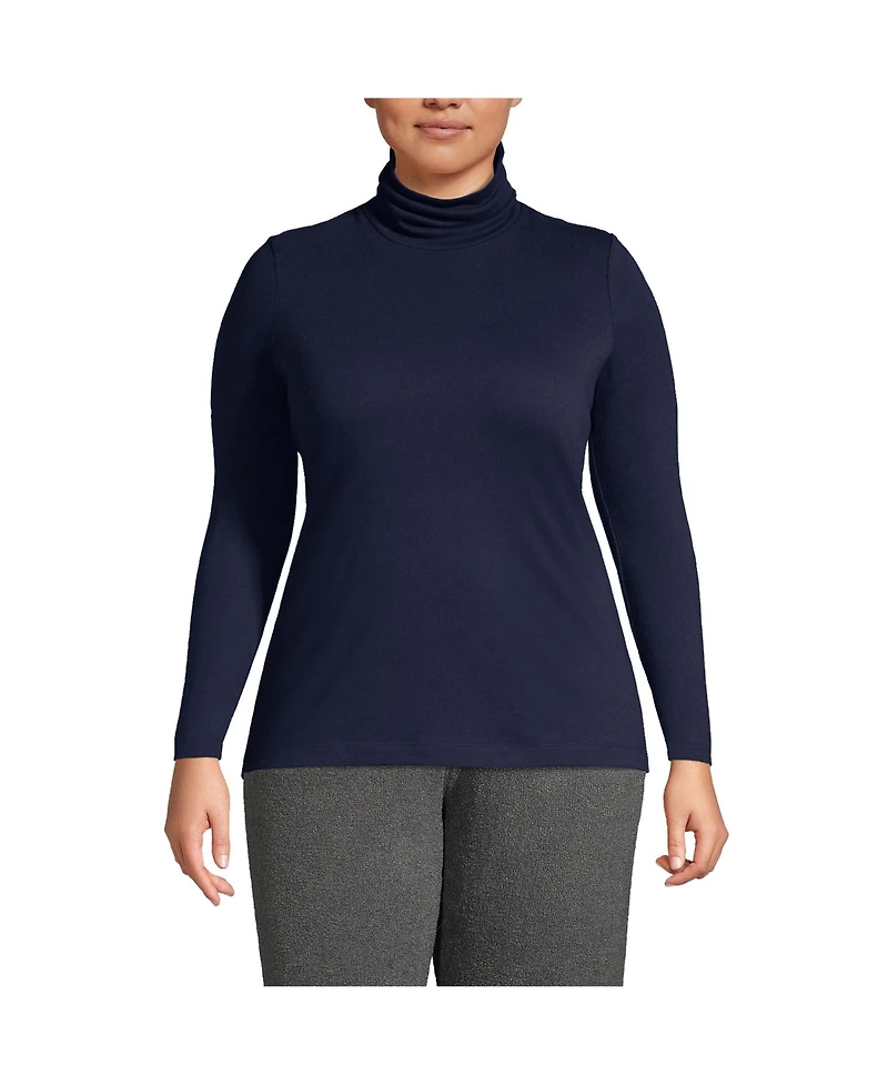Lands' End Plus Size Supima Cotton Fitted Long Sleeve Turtleneck