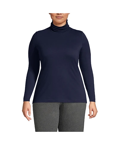 Lands' End Plus Size Supima Cotton Fitted Long Sleeve Turtleneck