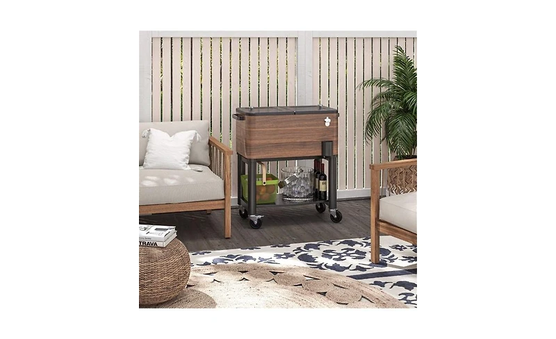 Slickblue Outdoor Party Cooler Cart – Mobile Beverage Station for Backyard Gatherings