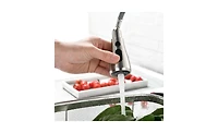 Single Handle Kitchen Sink Faucet – High Arc Design with Pull-Down Sprayer in Brushed Stainless Steel Finish