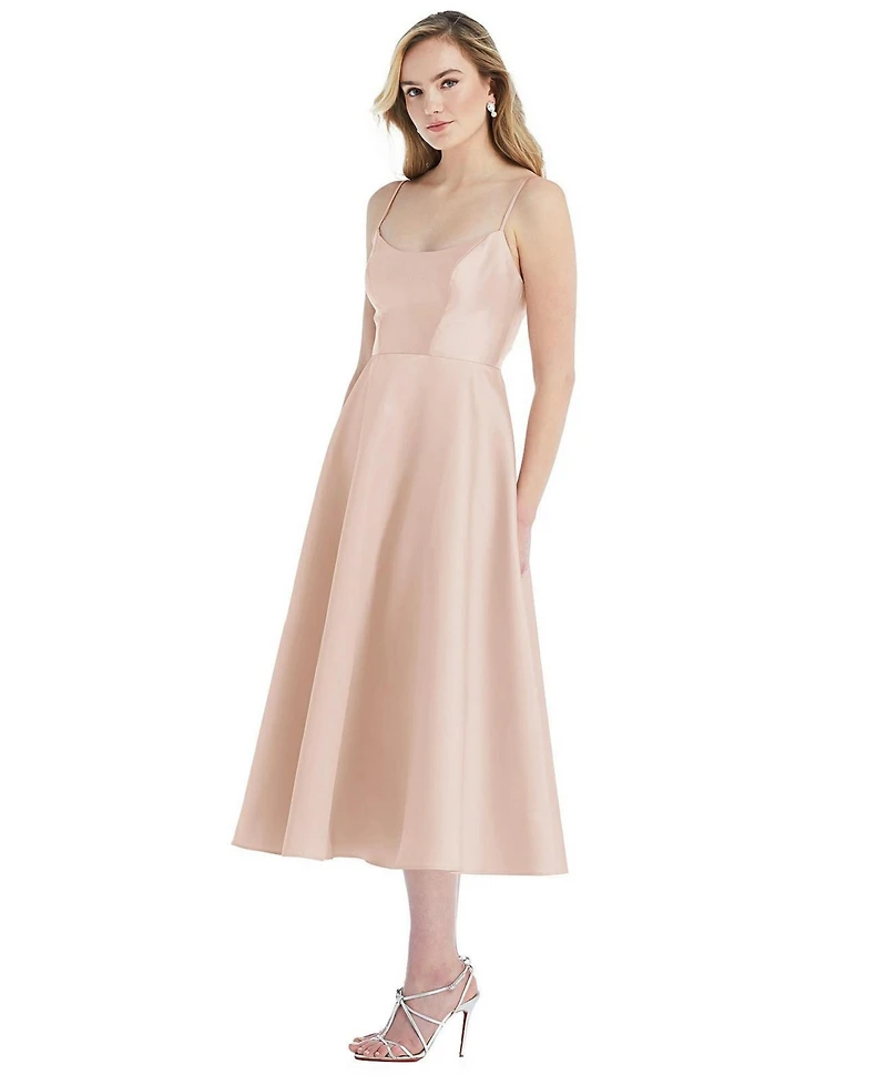 Alfred Sung Spaghetti-Strap Satin Midi Dress