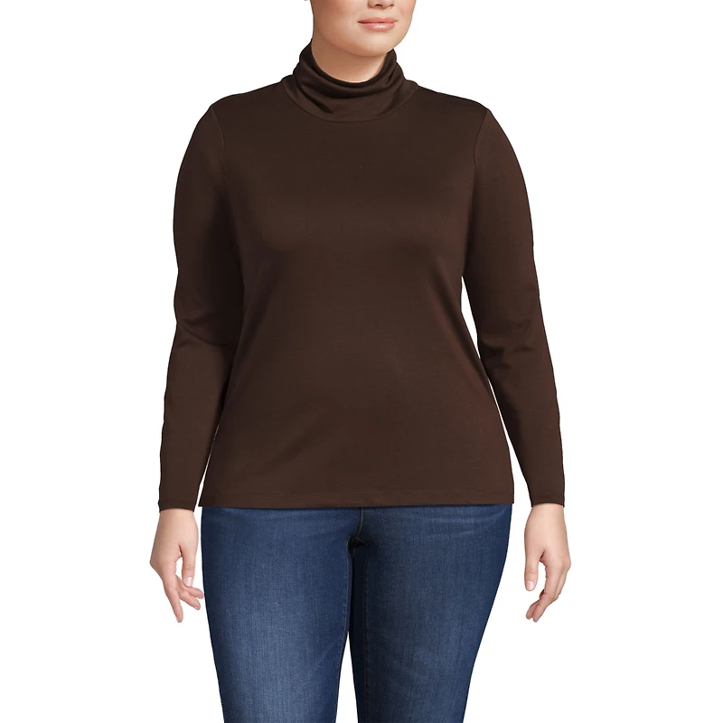 Lands' End Plus Supima Cotton Fitted Long Sleeve Turtleneck