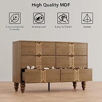 gaomon 6 Drawer Dresser With Deep Drawers For Bedroom, Modern Wooden Chest Dresser With Deep Drawers With Vintage Pattern Design