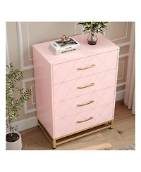 gaomon Dresser For Bedroom With 4 Drawers And Metal Handle,Chest Of Drawers, Sturdy Frame Modern Bedroom Furniture, Wood Dressers With Drawers