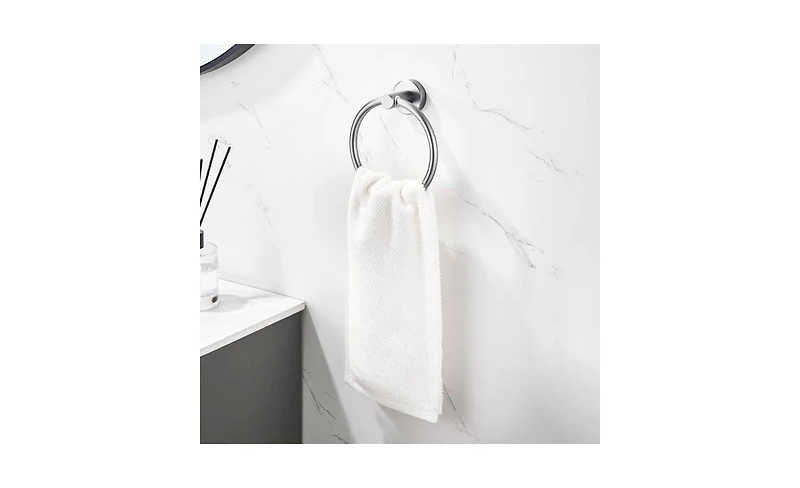 Slickblue Towel Ring Golden Gold, Bath Hand Towel Ring Thicken Space Aluminum Round Towel Holder for Bathroom