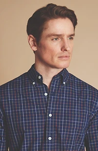 Charles Tyrwhitt Men's Slim Fit Plaid Check Non-Iron Stretch Poplin Shirt