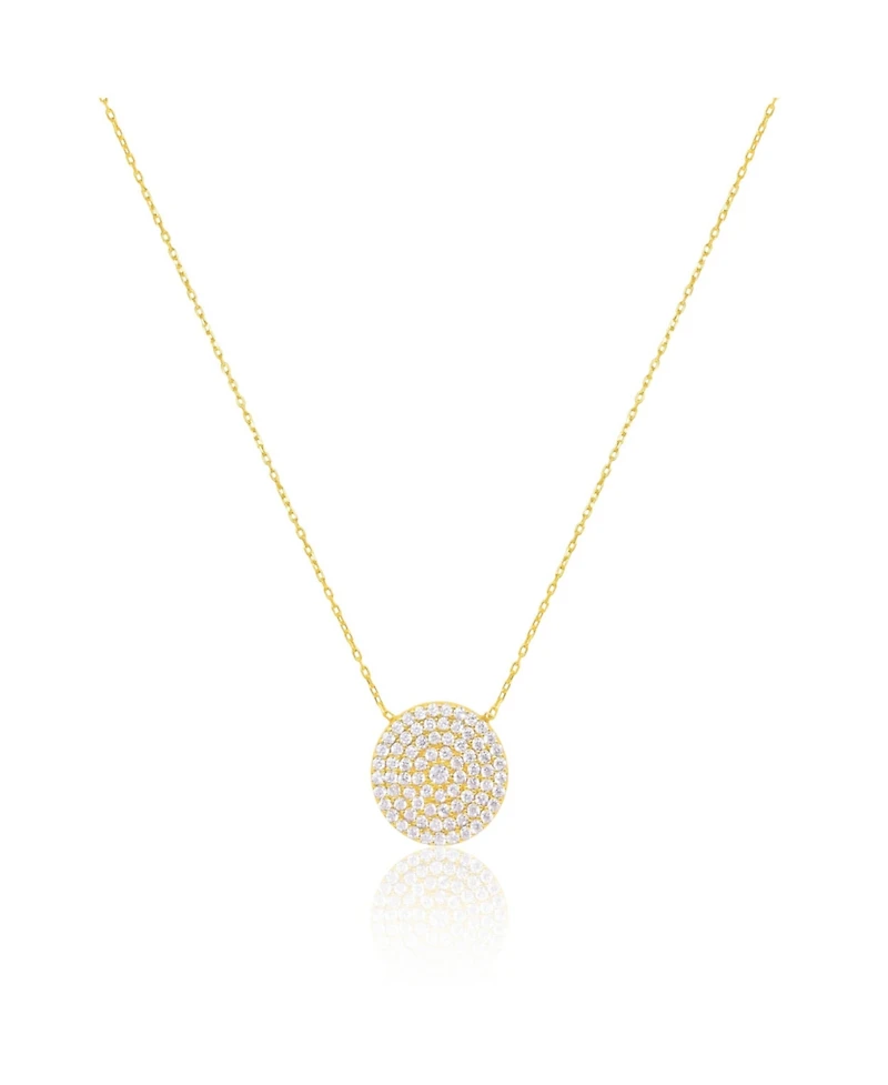 Etoielle Yellow Gold Tone Cz Circle Disc Necklace