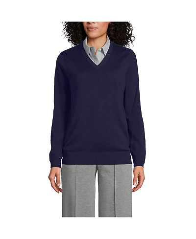 Lands' End Men's Unisex Cotton Modal Vneck Pullover Sweater