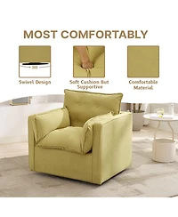 gaomon Swivel Accent Chair, Mid-Century Modern Armchair for Living Room, Comfy Single Sofa Chair with Solid Metal Base, No Assembly Required