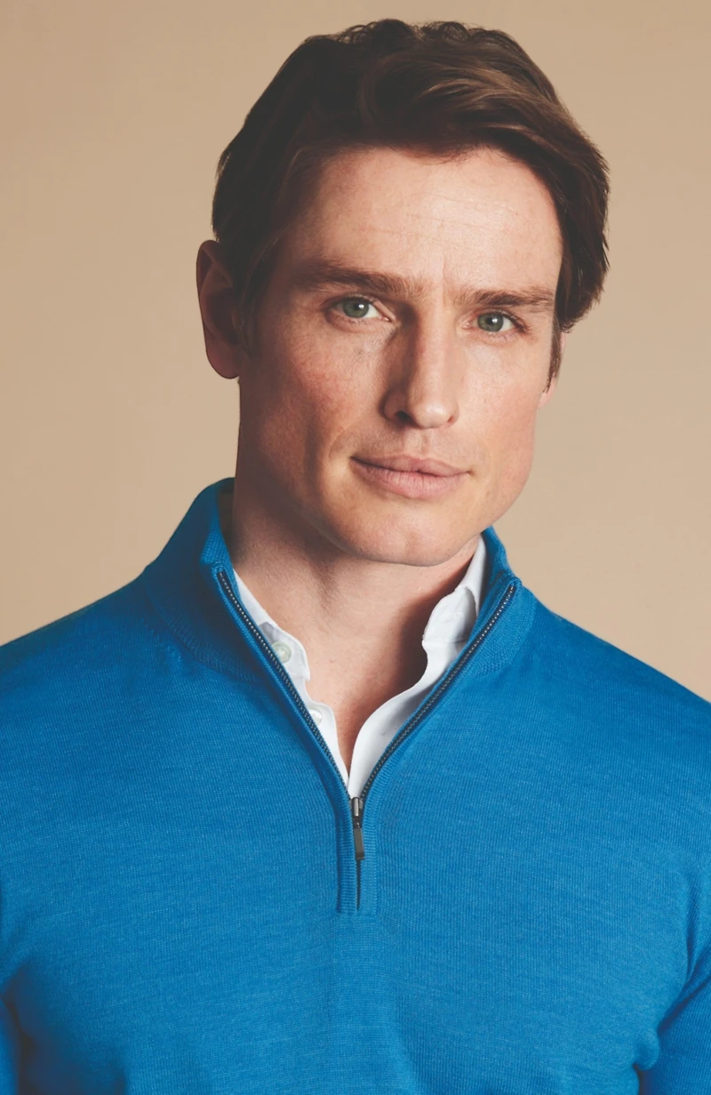 Charles Tyrwhitt Men's Pure Merino Zip Neck Sweater