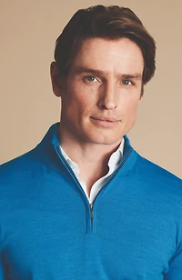 Charles Tyrwhitt Men's Pure Merino Zip Neck Sweater
