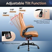 Ergonomic High Back Office Chair, Executive Swivel Desk Chair with Adjustable Flip-Up Armrests, Built-in Lumbar Support & Thickened Headrest, Workstat