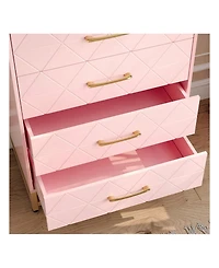 Dresser For Bedroom With 4 Drawers And Metal Handle,Chest Of Drawers, Sturdy Frame Modern Bedroom Furniture, Wood Dressers With Drawers