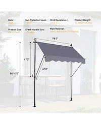 Slickblue Adjustable Non-Screw Outdoor Sun Shade Cover with Uv Protection Patio Door and Window Canopy for Backyard