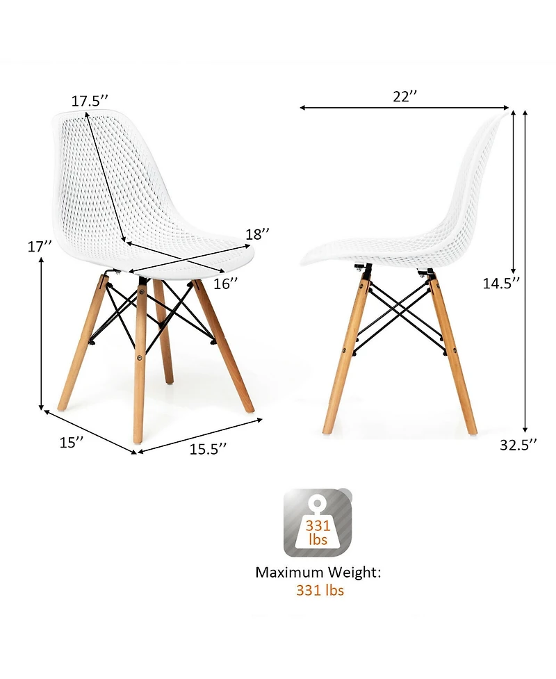 Gymax 2PCS Modern Dsw Dining Chair Office Home w/ Mesh Design Wooden Legs