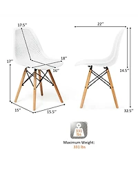 Gymax 2PCS Modern Dsw Dining Chair Office Home w/ Mesh Design Wooden Legs