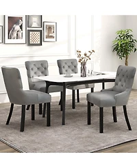 Gymax Upholstered Dining Chairs Set of 4 w/ Rubber Wood Legs Padded Seat Nailhead Trim