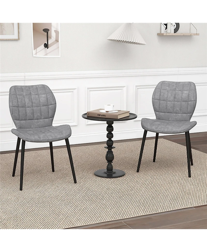 Gymax Dining Chairs Set of 4 w/ Padded Back Metal Legs & 2 Adjustable Foot Pads