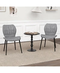 Gymax Dining Chairs Set of 4 w/ Padded Back Metal Legs & 2 Adjustable Foot Pads