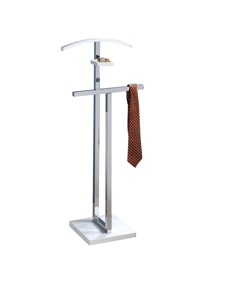 Kings Brand Furniture Vaccaro Metal & Wood Suit Valet Stand, Clothes Rack, White/Chrome