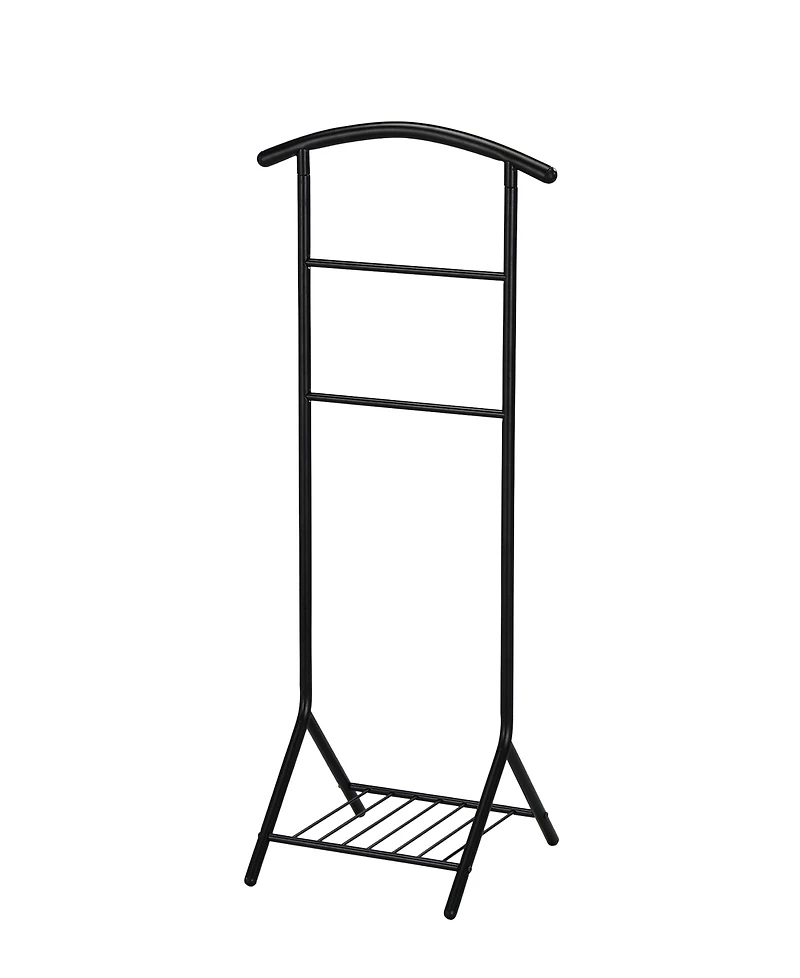 Kings Brand Furniture Amos Black Metal Wardrobe Suit Valet Stand Organizer, Clothes Rack, Contour Hanger, Trouser Shoe Rack
