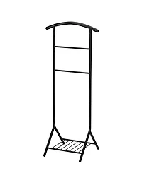 Kings Brand Furniture Amos Black Metal Wardrobe Suit Valet Stand Organizer, Clothes Rack, Contour Hanger, Trouser Shoe Rack