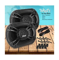Pyle 6'' x 8'' Three-Way Triaxial Car Speaker System, 400W, Black (Pair)