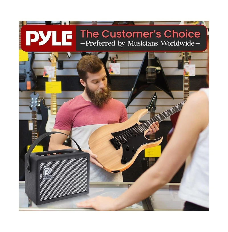 Pyle 38.7" Full Size Electric Guitar Kit - Includes Amplifier, Travel Bag, and Accessories, Natural Finish (PEGKT781N)