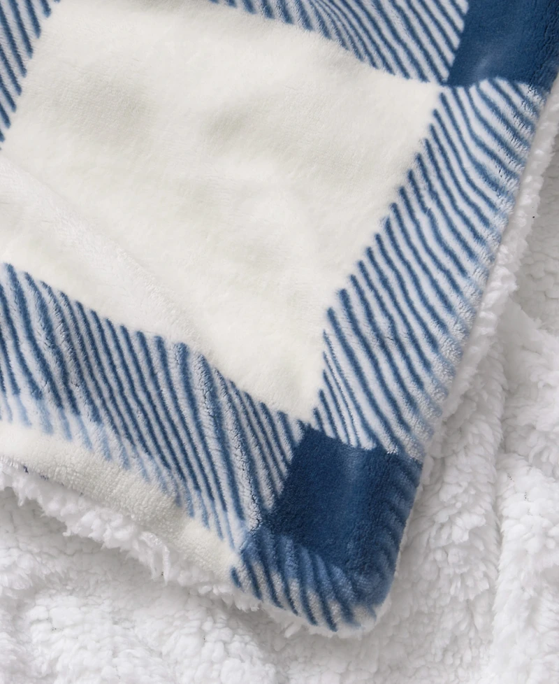 Lucky Brand Plaid Plush Sherpa Throw, 50" x 70"