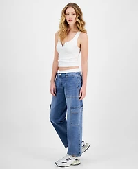 Madden Girl Juniors' Boxer Detail Cargo Jeans