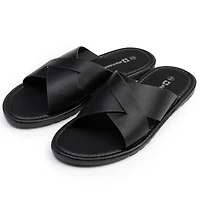 Alpine Swiss Men's Hugo Faux Leather Slide Sandals Dressy Comfortable Shoes