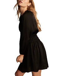 Lucky Brand Women's Satin Smocked-Trim Mini Dress