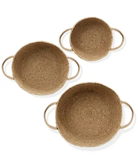 Casafield (Set of 3) Braided Seagrass Basket Planters, Natural Woven Storage Bins for Boho Home Decor, Indoor Plant Pot Covers
