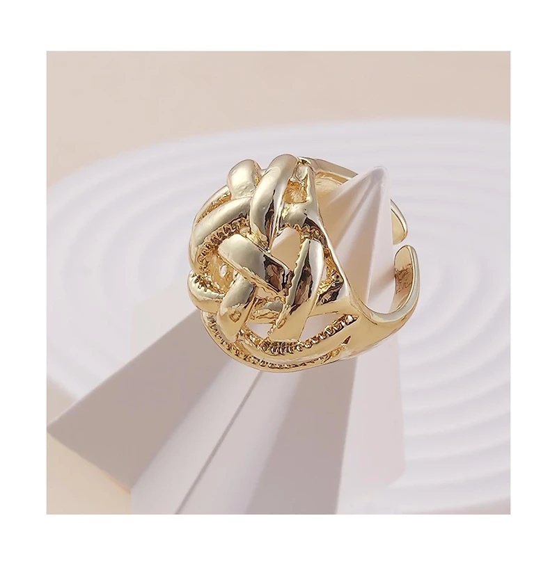 Sohi Women's The Basket Weave Statement Ring