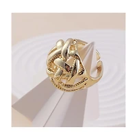 Sohi Women's The Basket Weave Statement Ring