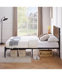 gaomon Full Size Bed Frame with Wood Headboard, Platform Metal Bed Frame Full with 14 Heavy Duty Steel Slats