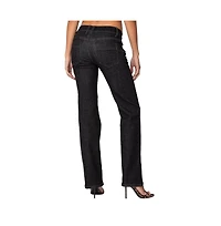 Edikted Womens Avril Boot Cut Low Rise Jeans