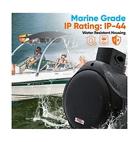 Pyle 6.5" Marine Wakeboard Tower Speakers - 200W Waterproof, Dual Bullet Style, Black (PLMRB65