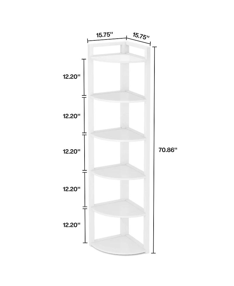 Tribesigns 70.9 Inch Tall Corner Bookshelf Small Bookcase Rustic Shelving Unit Storage Rack,6 Tier Shelf