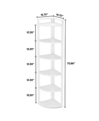 Tribesigns 70.9 Inch Tall Corner Bookshelf Small Bookcase Rustic Shelving Unit Storage Rack,6 Tier Shelf