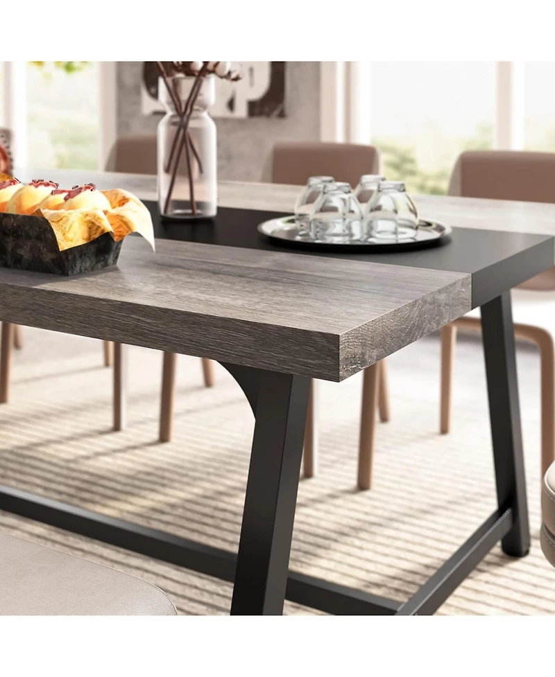 Tribesigns Dining Table for 8 People, 70.87-inch Rectangular Wood Kitchen Table with Strong Metal Frame, Industrial Large Long Dining Room Table