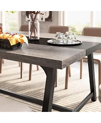 Tribesigns Dining Table for 8 People, 70.87-inch Rectangular Wood Kitchen Table with Strong Metal Frame, Industrial Large Long Dining Room Table