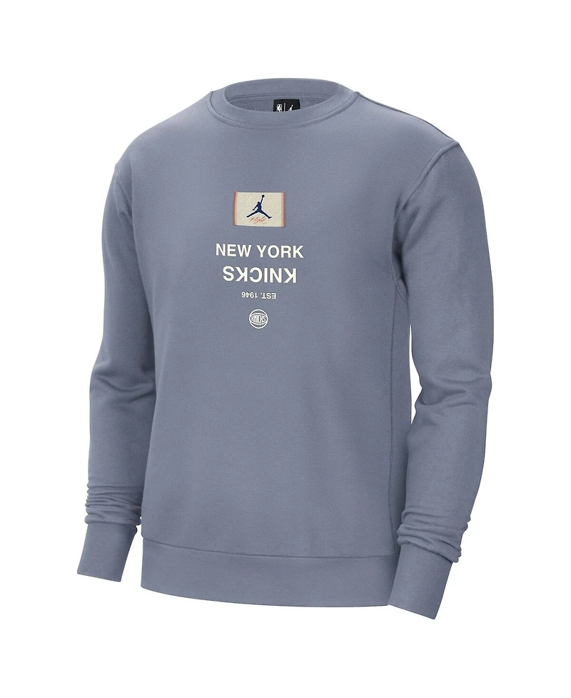 Jordan Men's Blue New York Knicks Courtside Statement Edition Heavyweight Pullover Sweatshirt